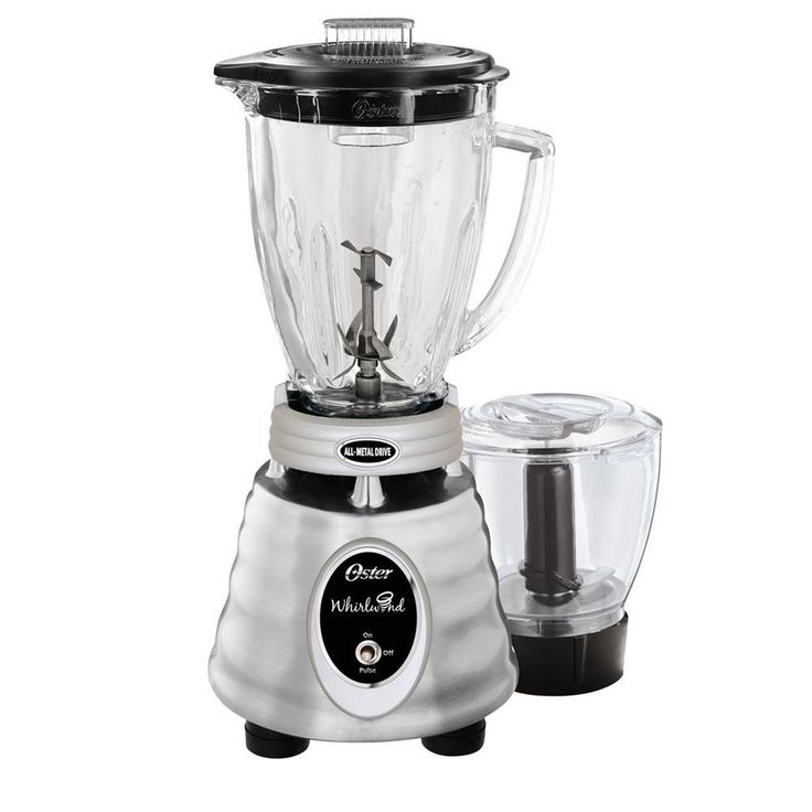 Whirlwind Heritage Blend 48 oz. 1000 Plus 2 Speed Blender in Chrome with Food Processor and Glass Blender Jar