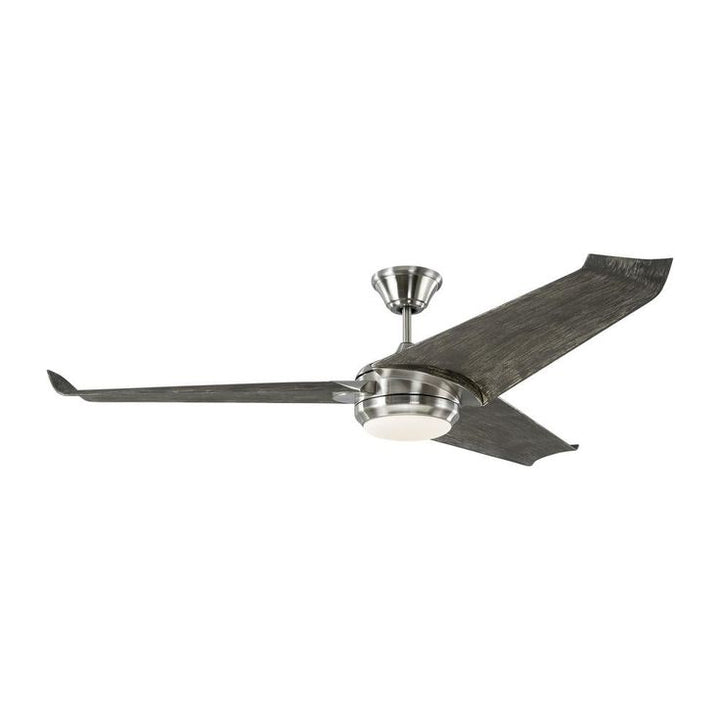 Orville 60 in. Integrated LED Indoor/Outdoor Brushed Steel Ceiling Fan with Light Grey Weathered Oak Blades and Remote