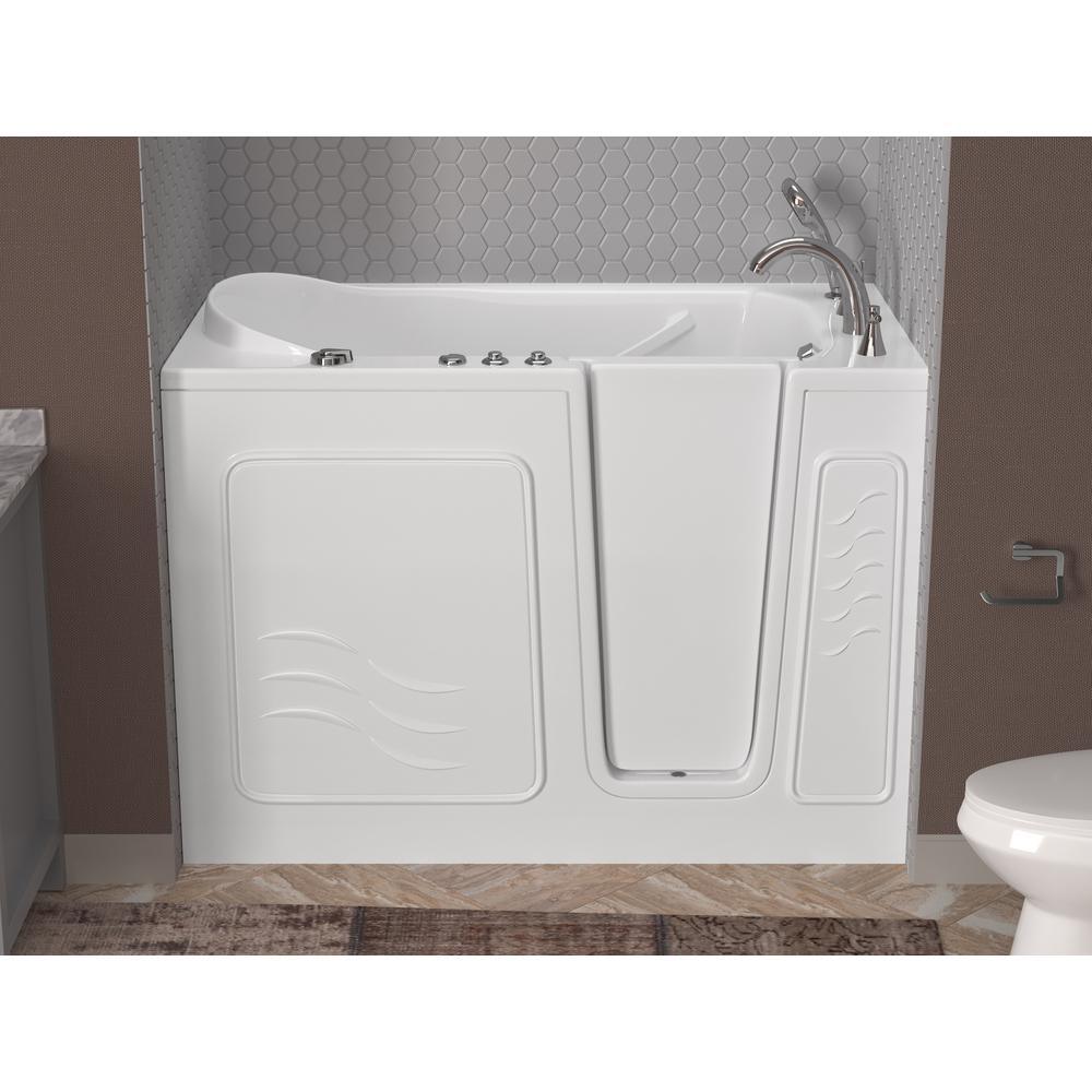 HD Series 53 in. Right Drain Quick Fill Walk-In Whirlpool Bath Tub with Powered Fast Drain in White - Super Arbor