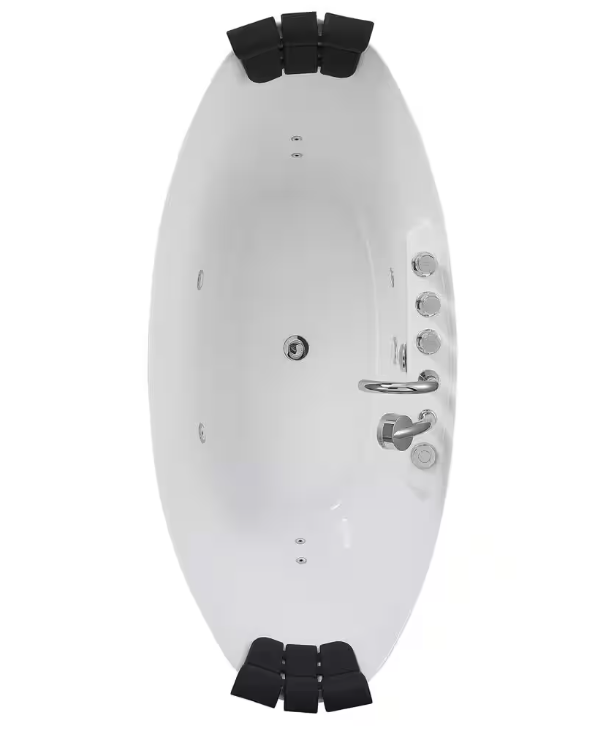 Luxury 59 in. Center Drain Acrylic Freestanding Flatbottom Whirlpool Bathtub in White with Faucet