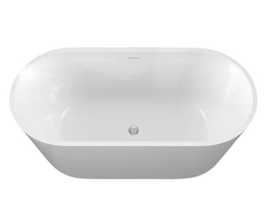 51 in. x 27.5 in. Acrylic Free Standing Tub Flatbottom Freestanding Soaking Bathtub with Chrome Removable Drain in White