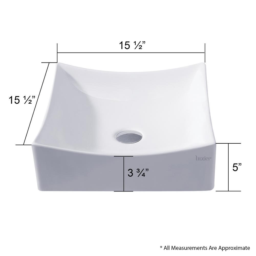 Square Bathroom Ceramic Vessel Sink Art Basin in White - Super Arbor