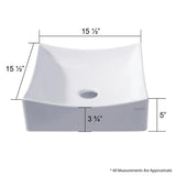 Square Bathroom Ceramic Vessel Sink Art Basin in White - Super Arbor