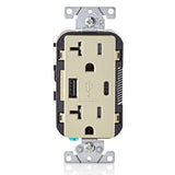 20 Amp Tamper Resistant Duplex Outlet with Type A and Type-C USB Chargers, White - Super Arbor