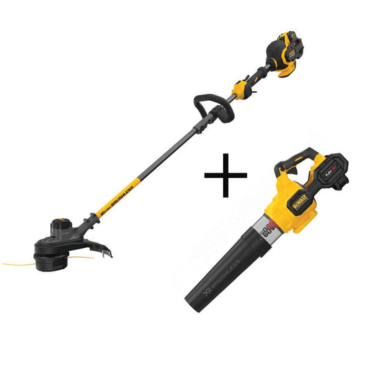 DEWALT 15 in. 60V MAX Cordless FLEXVOLT Brushless String Grass Trimmer with Bonus 125 MPH 600 CFM Blower (Tool Only) - Super Arbor