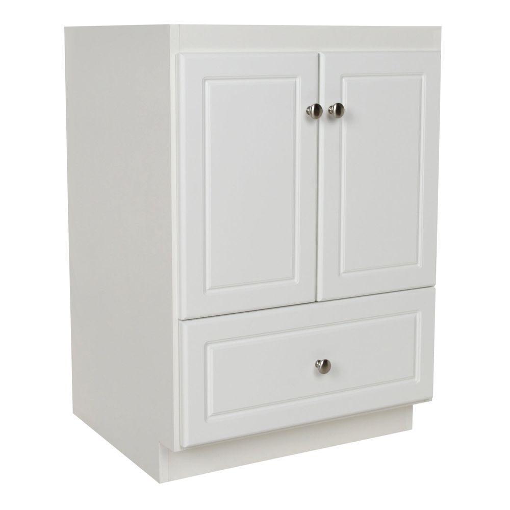 Ultraline 60 in. W x 21 in. D x 34.5 in. H Vanity for Center Basin Cabinet Only in Satin White - Super Arbor