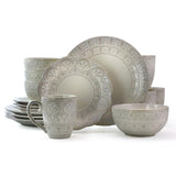 16-Piece Modern White Lace Stoneware Dinnerware Set (Service for 4)