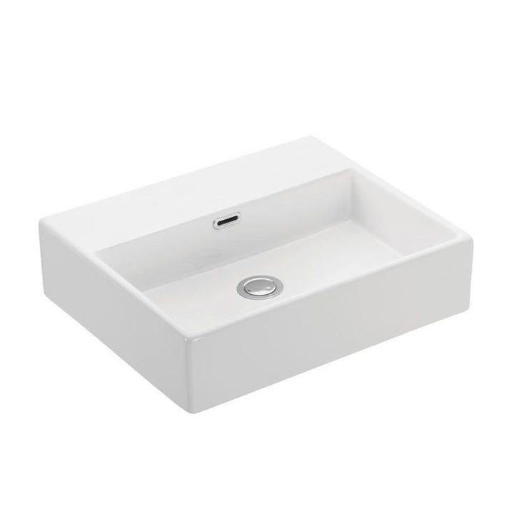WS Bath Collections Quattro 50 Wall Mount / Vessel Bathroom Sink in Ceramic White without Faucet Hole
