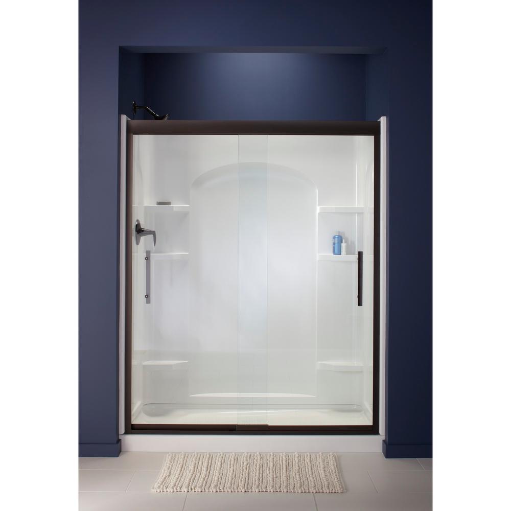 Ensemble Curve 60 in. x 1-1/4 in. x 72-1/2 in. 1-Piece Direct-to-Stud Alcove Back Shower Wall in White - Super Arbor