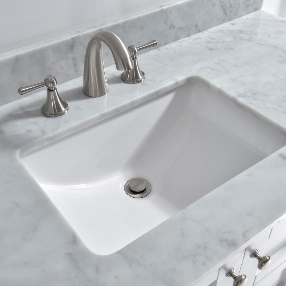 Harlow 61 in. W x 22 in. D Single Basin Carrara Marble Vanity Top in Carrara White with White Vitreous China Basin - Super Arbor