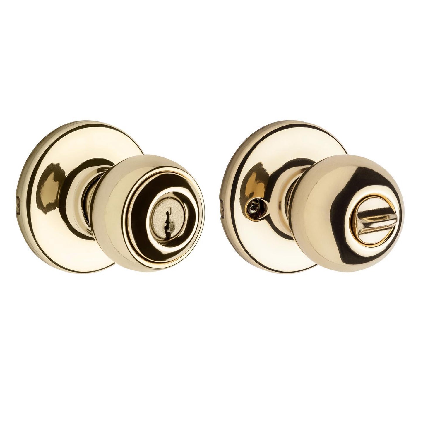 Kwikset Polo Polished Brass Keyed Entry Knob, ANSI/BHMA Grade 3, 1-3/4 in.