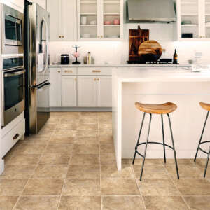 Congoleum AirStep Plus Starlight Sheet Vinyl, 12-ft W, Cut-to-Length, Oasis Beige Stone Look, Low-Gloss Finish