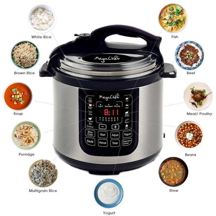 8 Qt. Stainless Steel Electric Pressure Cooker with Stainless Steel Pot