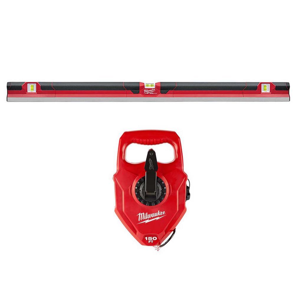 48 in. Concrete Screed Level w/ 150 ft. Extra Bold Large Capacity Chalk Reel - Super Arbor