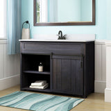 Style Selections Morriston 48-in Distressed Java Single Sink Bathroom Vanity with White Engineered Stone Top