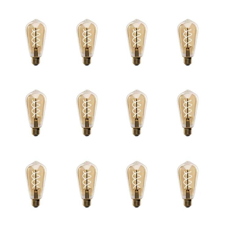 Feit Electric 60-Watt Equivalent ST19 Dimmable Amber Glass Vintage Edison LED Light Bulb with Spiral Filament Warm White (12-Pack)