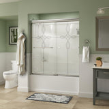 Everly 60 in. x 58-1/8 in. Traditional Semi-Frameless Sliding Bathtub Door in Nickel and 1/4 in. (6mm) Mozaic Glass - Super Arbor