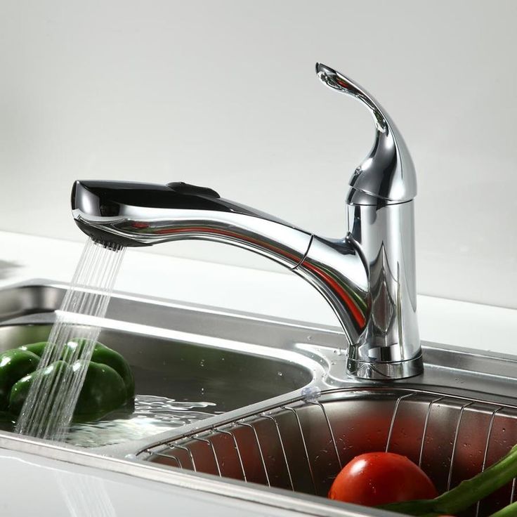 iSpring Chrome 1-Handle Deck-Mount Pull-Out Handle Kitchen Faucet (Deck Plate Included)