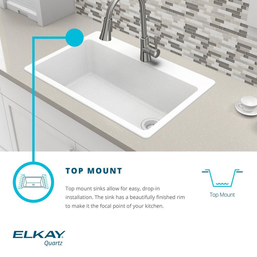Quartz Classic Perfect Drain Drop-In 25 in. Laundry Sink in White - Super Arbor