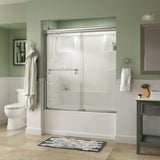 Portman 60 in. x 58-1/8 in. Semi-Frameless Traditional Sliding Bathtub Door in Bronze with Rain Glass - Super Arbor