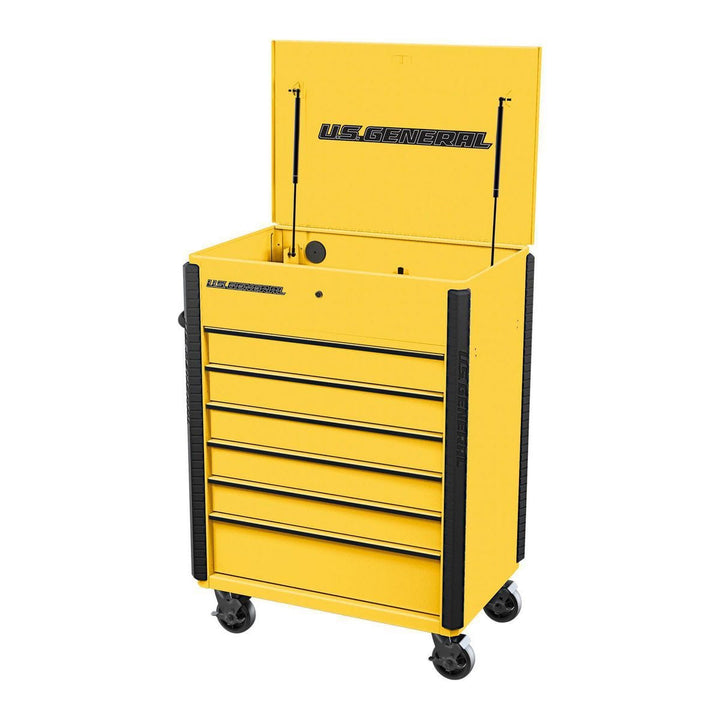 U.S. GENERAL 34 in., 6-Drawer Full-Bank Service Cart, Yellow