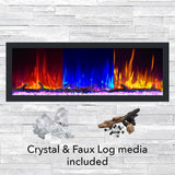 64 in. Cascade Flush-Mount LED Electric Fireplace in Black - Super Arbor