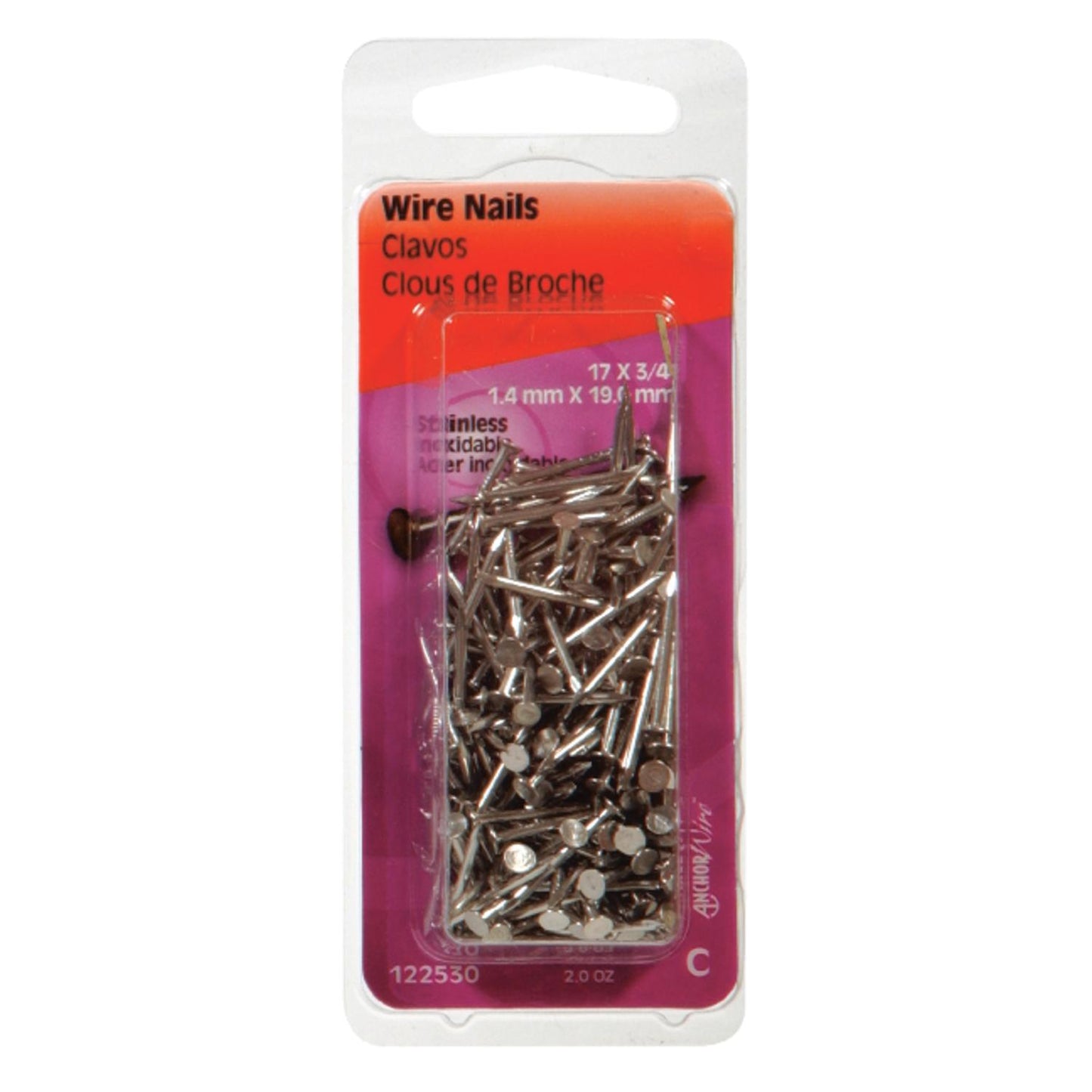 Hillman 17 Ga. x 3/4 in. Stainless Steel Wire Nails, 2 oz Pack