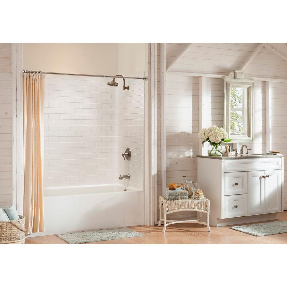 Everyday Subway Tile 60 in. x 32 in. x 80 in. 1-Piece Bath and Shower Kit with Left Drain in White - Super Arbor