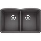 DIAMOND Undermount Granite Composite 32.06 in. 50/50 Double Bowl Kitchen Sink in White - Super Arbor
