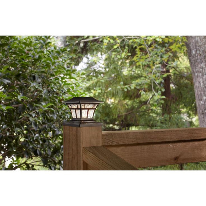 Solar Powered Outdoor Mediterranean Bronze Integrated LED 3000K Warm White Landscape Post Cap Light