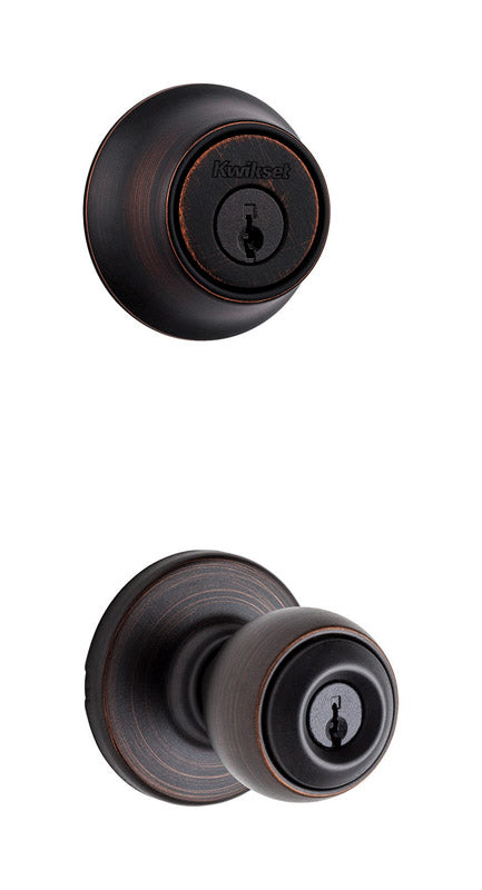 Kwikset Polo Venetian Bronze Entry Knob and Single Cylinder Deadbolt, ANSI/BHMA Grade 3, 1-3/4 in.