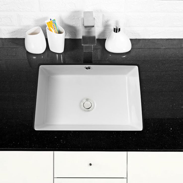 LORDEAR 18 in. Undermount Bathroom Vessel Sink Modern Rectangle Porcelain Ceramic Lavatory Vanity Bathroom Sink in Pure White