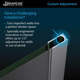 DreamLine Unidoor Plus 45.5–46 in. W x 72 in. H Frameless Hinged Shower Door, Brushed Nickel