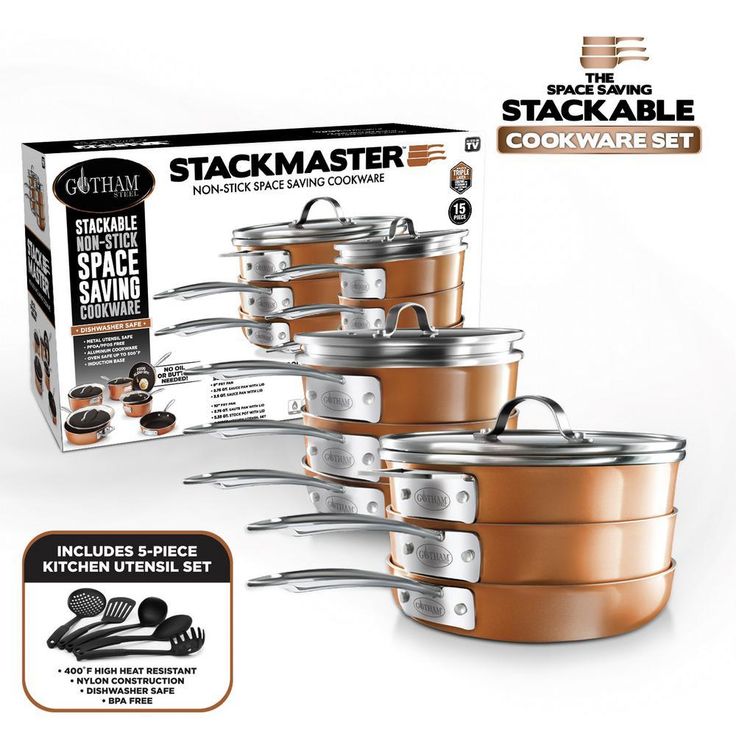 StackMaster 15-Piece Aluminum Ultra-Nonstick Cast Textured Ceramic Coating Cookware Set