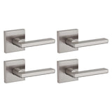 Halifax Square Matte Black Passage Hall/Closet Door Lever (4-Pack) - Super Arbor