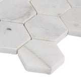Calacatta Cressa Hexagon 12 in. x 12 in. x 10mm Honed Marble Mesh-Mounted Mosaic Tile (9.8 sq. ft./Case) - Super Arbor