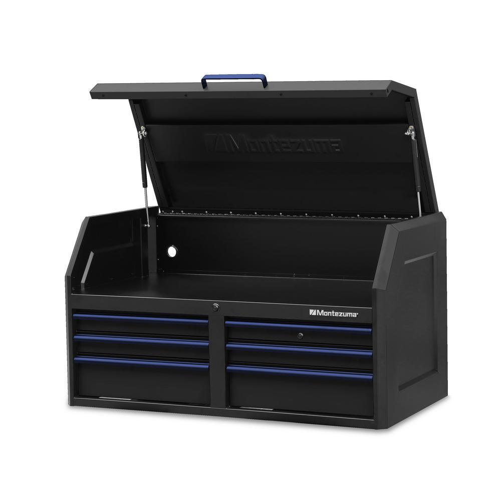 24 in. x 46 in. 17-Drawer Tool Chest and Cabinet Combo with Power and USB Outlets in Black and Blue - Super Arbor