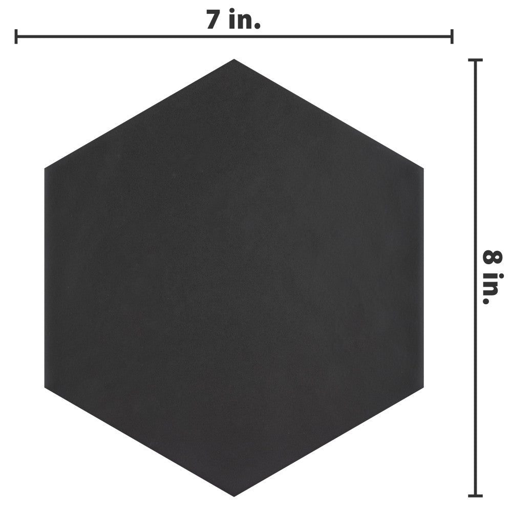 Merola Tile Hexatile Matte Nero 7 in. x 8 in. Porcelain Floor and Wall Tile (7.67 sq. ft./Case)