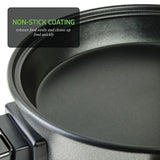 12 In. Black Non Stick Electric Skillet Aluminum Body and Tempered Glass Lid, Removable Temperature Knob