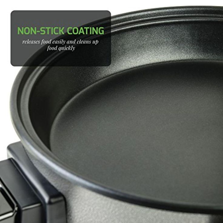 12 In. Black Non Stick Electric Skillet Aluminum Body and Tempered Glass Lid, Removable Temperature Knob