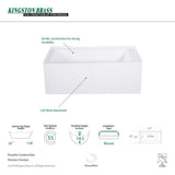 Aqua Eden Jenny 54 in. Acrylic Left-Hand Drain Rectangular Alcove Bathtub in White - Super Arbor