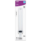 13-Watt Equivalent PL CFLNI Twin Tube 2-Pin Plug-in GX23 Compact Fluorescent CFL Light Bulb, Bright White 3500K (6-Pack)