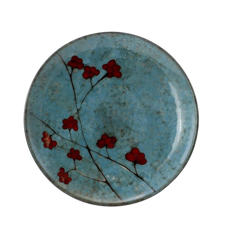 Floral Accents 16-Piece Bohemian Blue Stoneware Dinnerware Set (Service for 4)