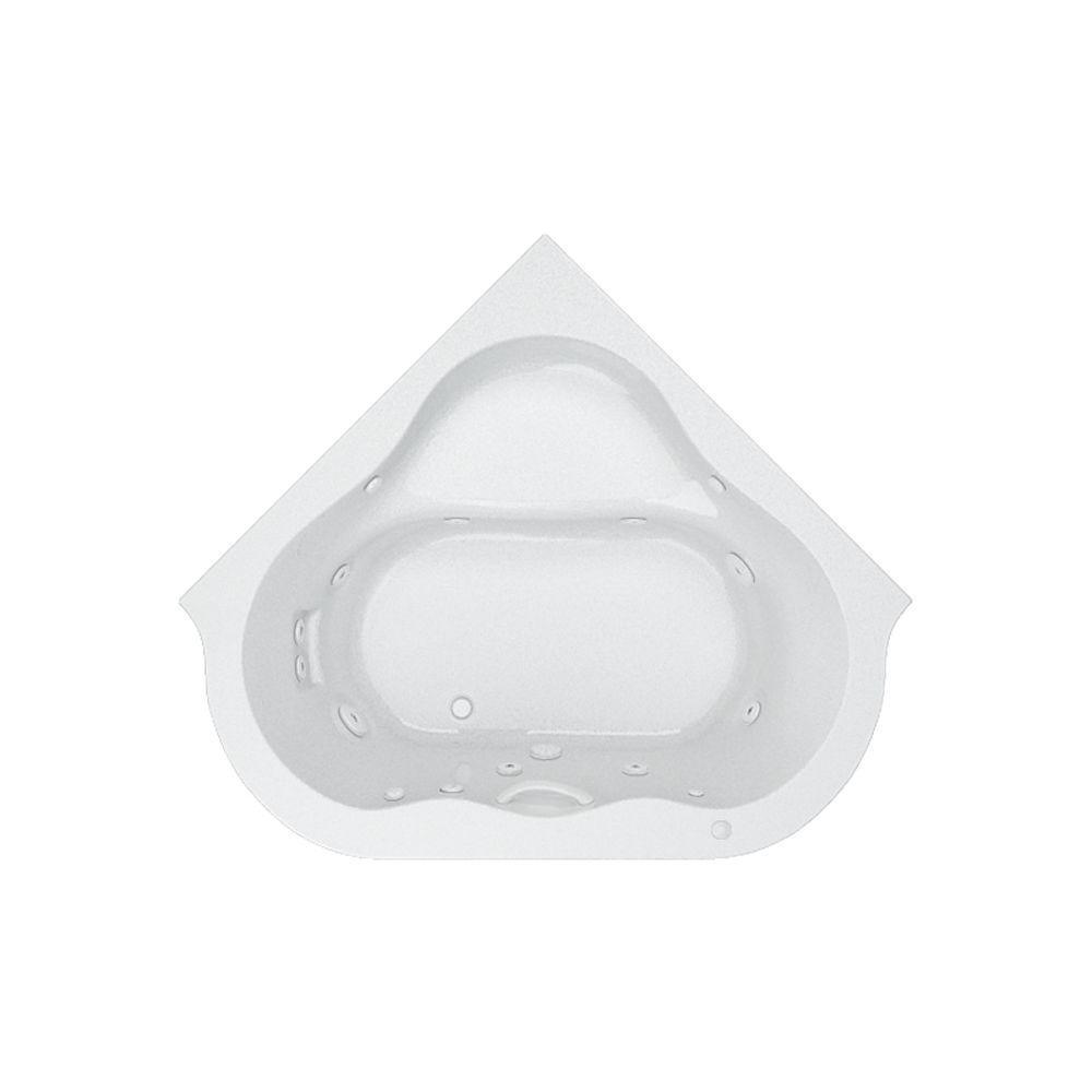 EverClean 77 in. Acrylic Corner Drop-in Whirlpool Bathtub in White - Super Arbor