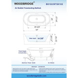 Diana 59 in. Acrylic Freestanding Double Ended Air Bath Bathtub with Drain and Overflow Included in White