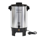 30-Cup Silver Commercial Aluminum Coffee Urn Features Automatic Temperature Control with Quick Brewing