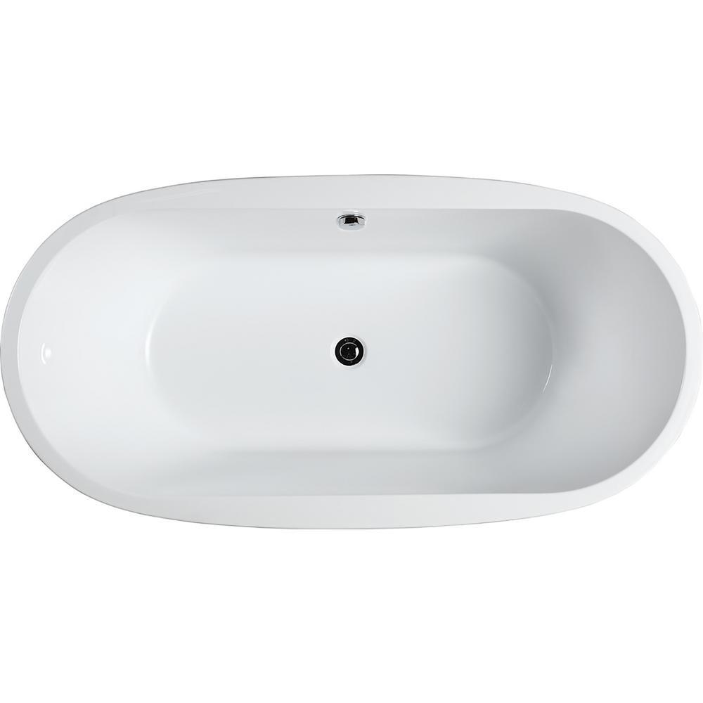 Genoa 59.04 in. Acrylic Flatbottom Non-Whirlpool Freestanding Bathtub in Glossy White - Super Arbor