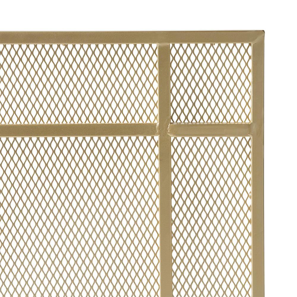 Cabarrus Modern Gold Single Panel Iron Fire Screen - Super Arbor