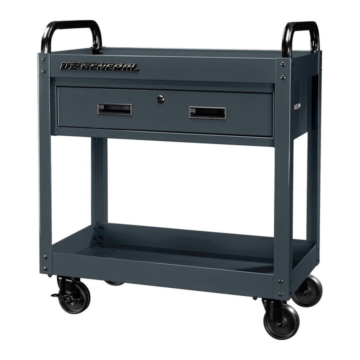 U.S. GENERAL 30 in. Service Cart with Drawer, Slate Gray