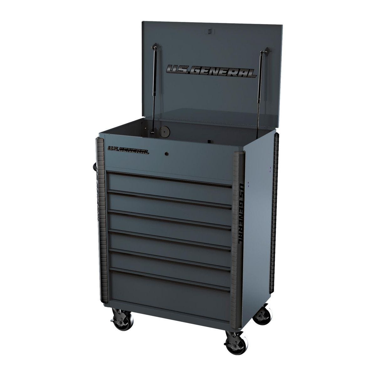 U.S. GENERAL 34 in. x 23 in., 6-Drawer Full-Bank Service Cart, Slate Gray